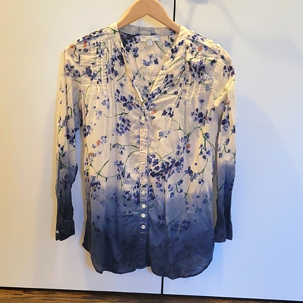Solitaire By Ravi Button Down Boho Top - image 1